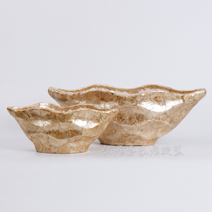 贝壳波浪纹船形花盆办公室桌面摆件前台插花瓶客厅酒店装 饰品509