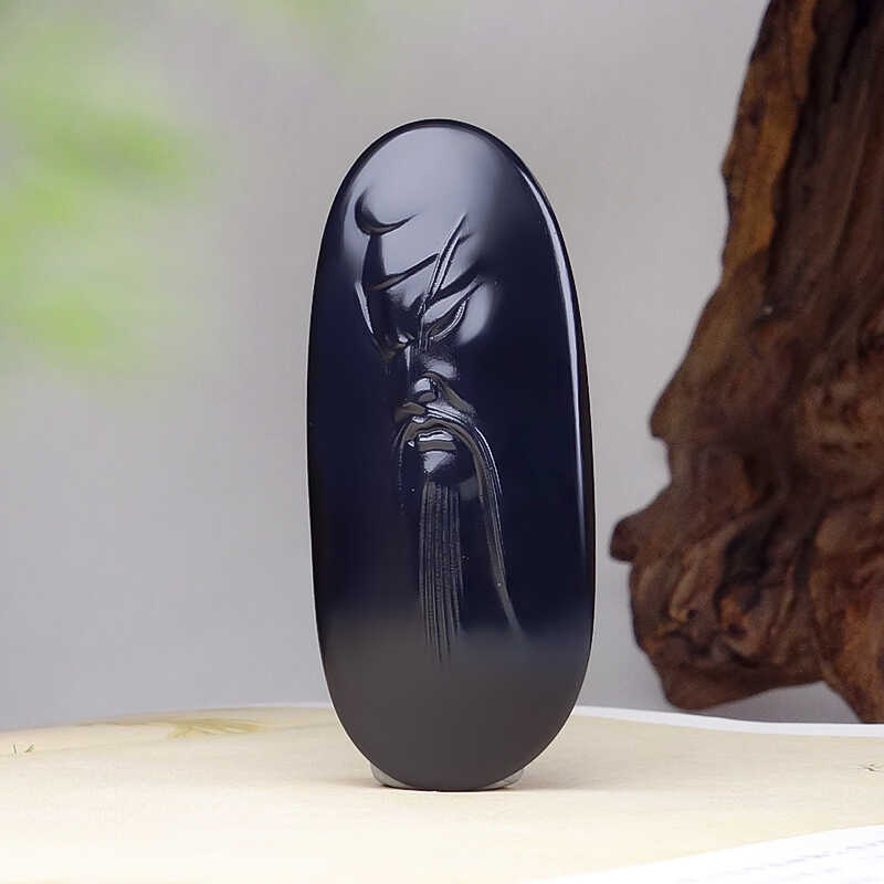 正品天然和田玉青玉关公玉石吊坠项链男女款忠义千秋挂坠