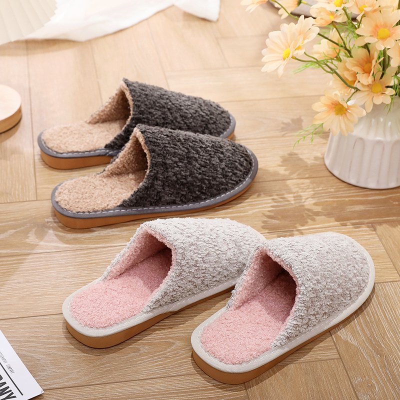 秋冬季2024毛绒拖鞋女新款室内木地板防滑保暖居家用加绒棉拖鞋男