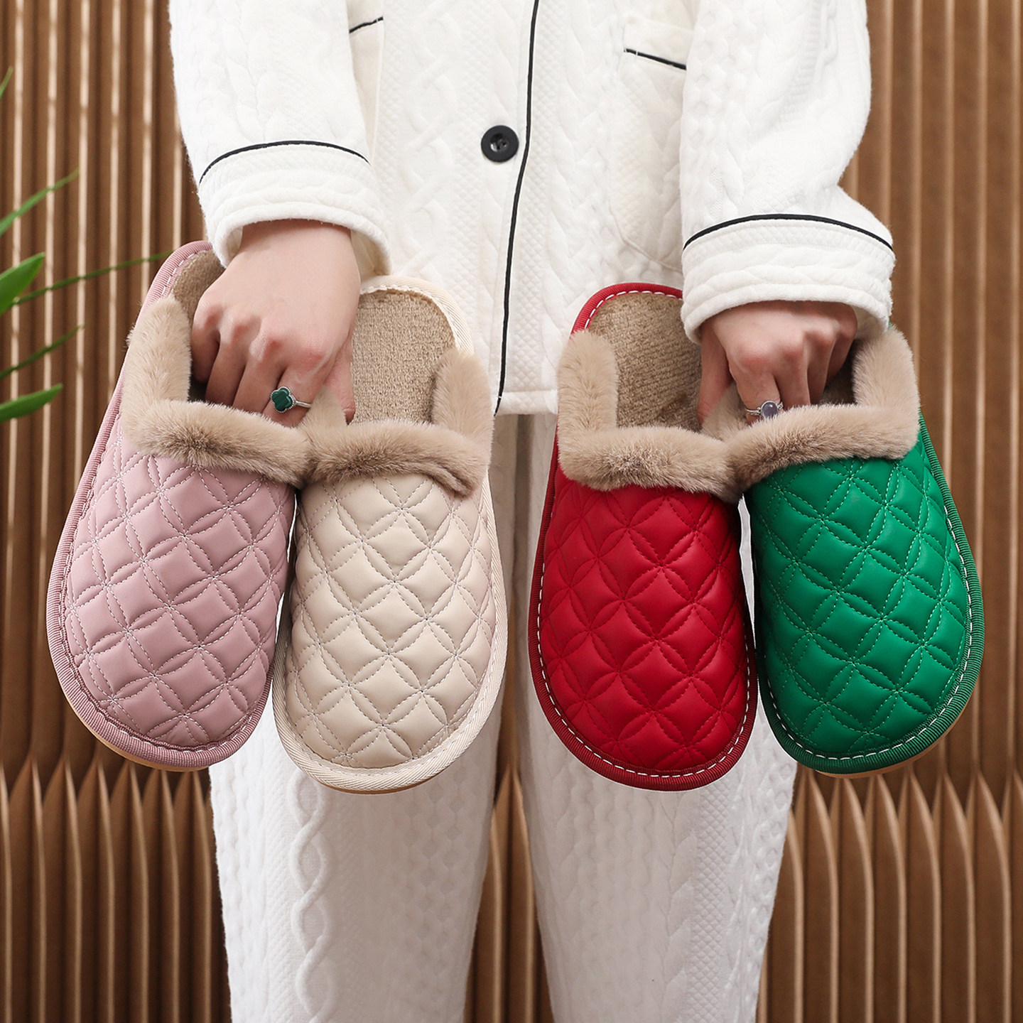 尼普拉棉拖鞋女居家保暖防滑