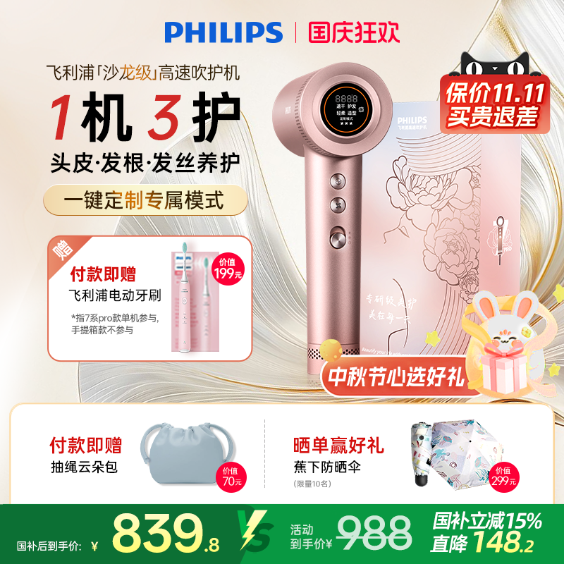 飞利浦高速吹风机家用负离子护发大风力