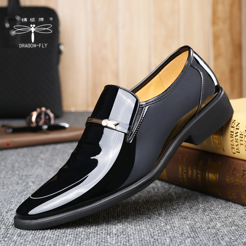 亮面皮鞋男土商务正装没鞋带真皮