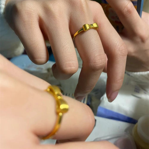 奥特莱斯捡漏清仓18K金蝴蝶结戒指可调节outlets女配饰