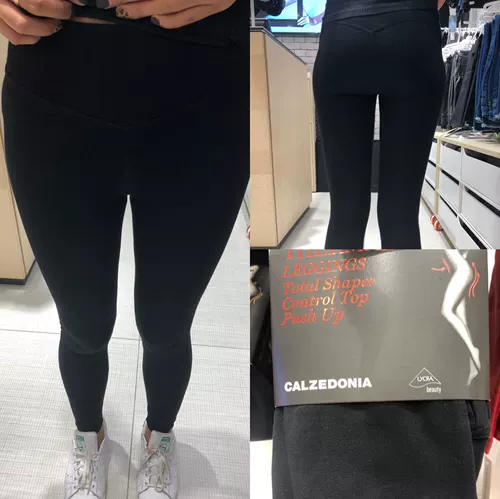 Женские флисовые леггинсы Calzedonia на осень и зиму, с контролем живота и подъемом бедер, можно носить на улице 017