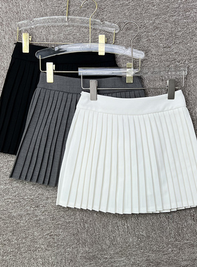 丁妮妮自制白色百褶裙女秋季新款灰色半身裙黑色A字西装短裙半裙