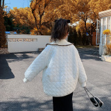 【现货主推】针织领菱格绗棉绣花外套ZB129-8020P165控248，女装棉衣/棉服，浙宝129
