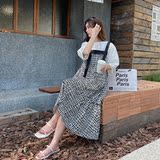 【主推现货】夏新款黑白波浪撞色拼接背带裙2D079-2387P105控158，女装连衣裙，浙宝129