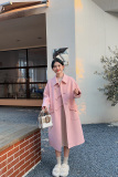2024年秋冬新款韩系小个子中长款甜美温柔毛呢大衣加厚呢子外套女，女装毛呢外套，浙宝129