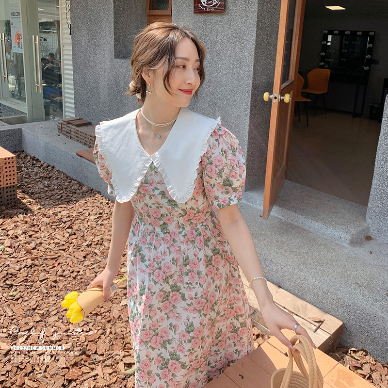 【新款】22夏温柔风浪漫粉色碎花长裙ZB129-2380P115控168，女装连衣裙，浙宝129