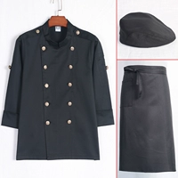 Черный лонгслив, фартук, берет