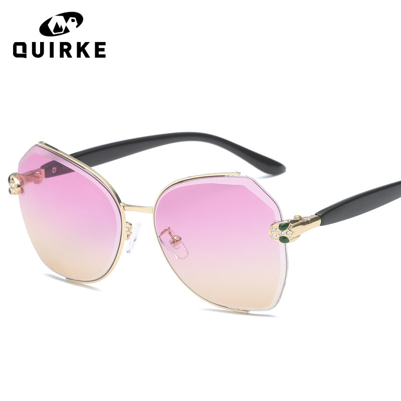 新款无框百搭太阳镜女潮明星款大框圆脸墨镜韩版复古驾驶海洋镜片