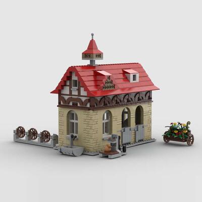 小颗粒积木电子版搭建步骤图纸马厩MOC-97880