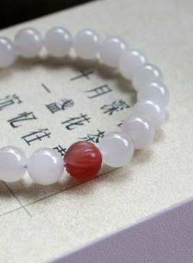 保真和田白玉紫玉手链手串