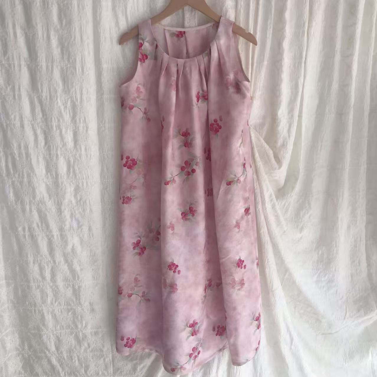 服装定制缝纫加工真丝蚕丝香云纱斜裁吊带连衣裙看图复制样衣