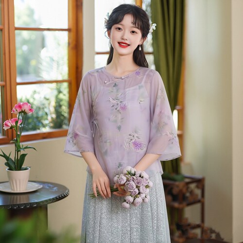服装定制真丝国风汉服开衫上衣