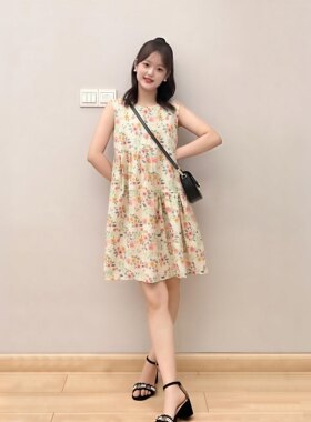 夏季女童纯棉无袖轻薄透气连衣裙
