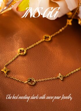 【INS · GG】钢   六金花 时尚精致 X003 项链·短链