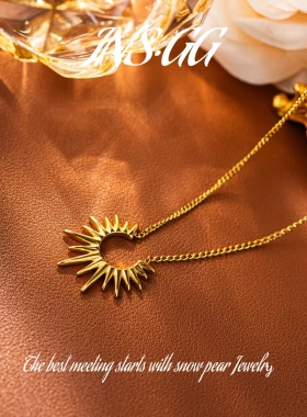 【INS · GG】气质轻奢金色坠链素款太阳神钛钢项链X891