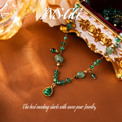 【INS · GG】原创设计新款轻奢绿色颈链孔雀玉髓项链X132