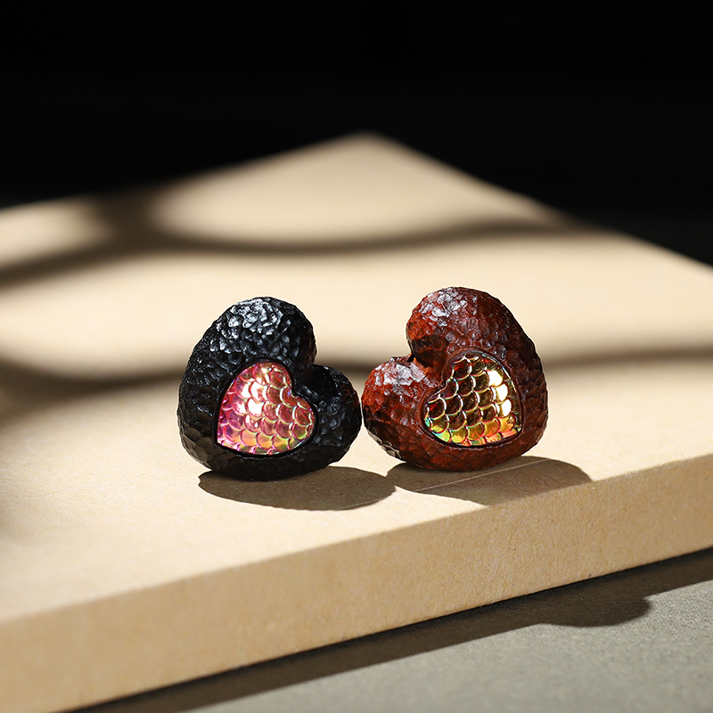 沉香木镶嵌爱心diy手串项链配件