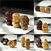 绿檀木雕可爱小挂件配饰紫檀香木卡通创意吊坠手机钥匙扣diy配件