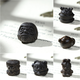 沉香木DIY创意时尚文玩配件手工散珠吊坠男女手机链饰品配饰批发