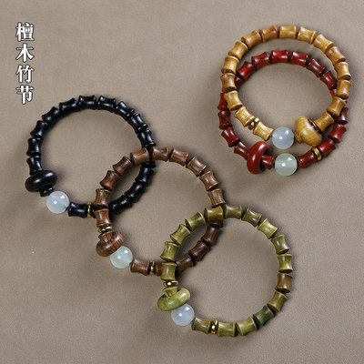 绿檀木竹节手串DIY夜光手链首饰