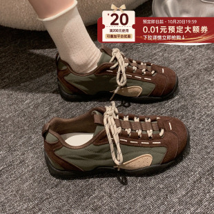 贾不假德训鞋女款秋冬季2026新款小众复古拼色系带轻便休闲运动鞋