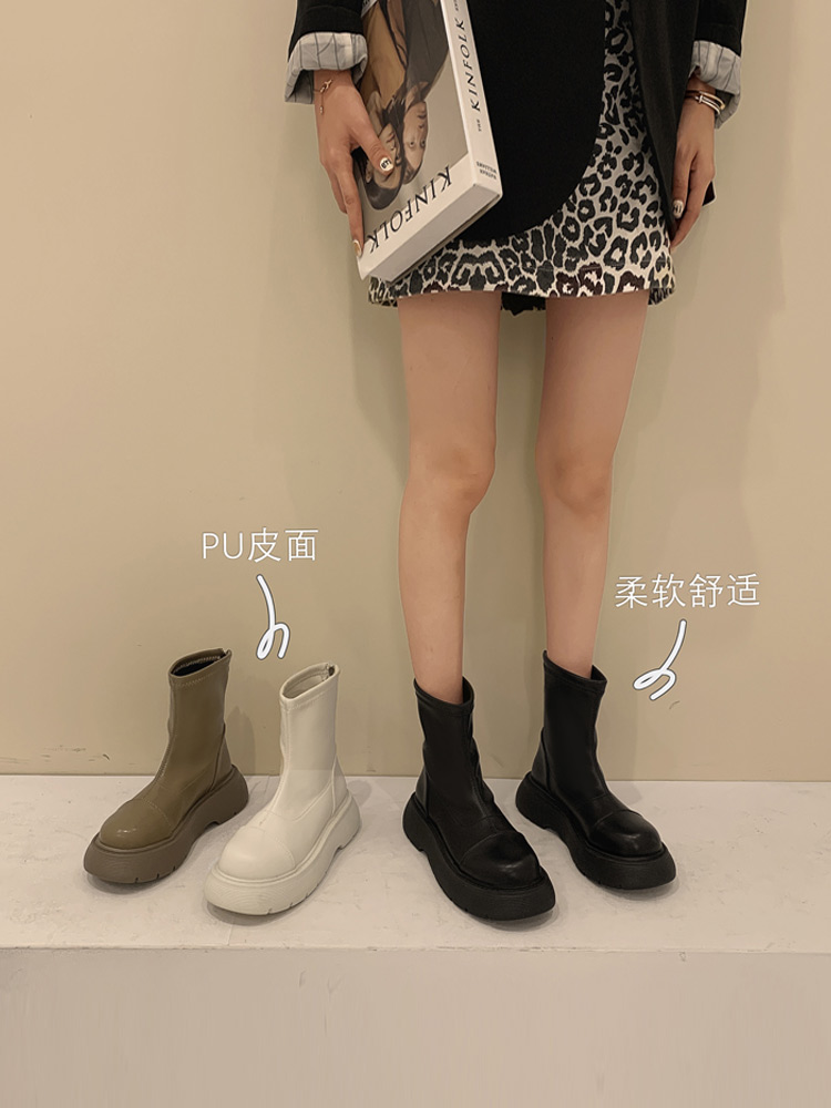 Autumn and winter boots winter style 2022 white new winter plus velvet women's Martin boots thick-soled single boots thin short boots winter