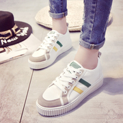 2017小白鞋女夏白色帆布鞋女厚底休闲鞋系带韩版平底学生板鞋女鞋