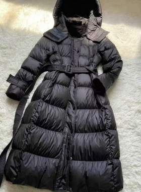 女中长款修身显瘦过膝2024升级连帽加厚保暖鸭绒羽绒服2023年秋季