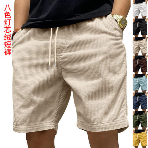 新款 跨境美式重磅工装男夏季ins潮流复古灯芯绒潮牌男士休闲短裤