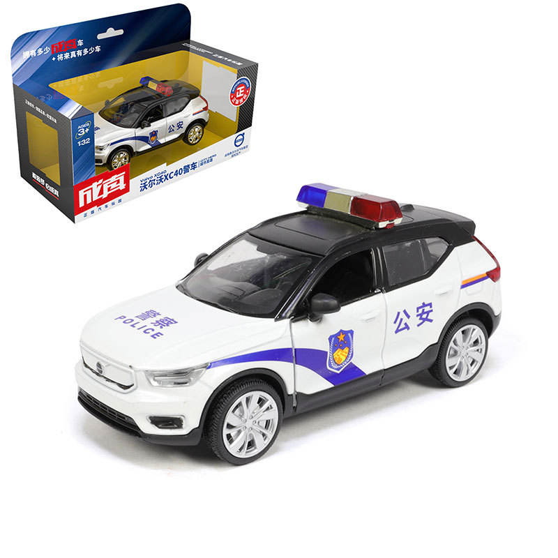 新款 [盒装]仿真1:32沃尔沃XC40声光合金玩具警车模型