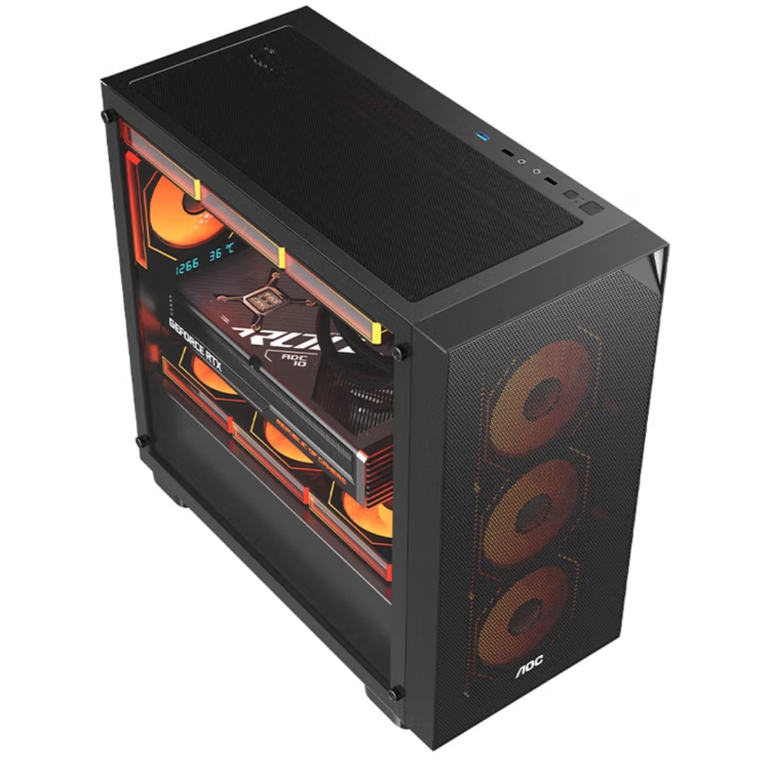 AOCCG396B 游戏电脑机箱台式主机箱（MATX/360水冷位/U3/12风扇位