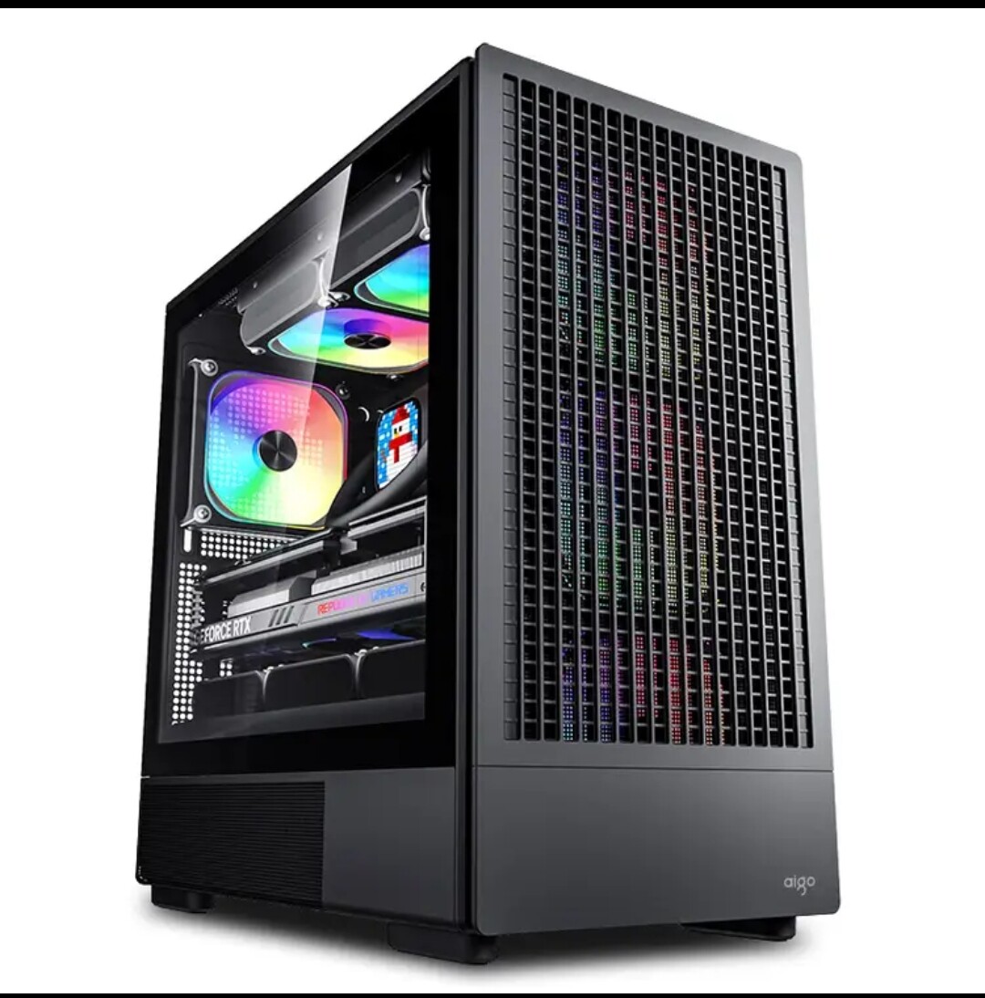 爱国者YOGO M10 黑色 电脑主机箱 M-ATX台式机箱全侧透钢化玻璃