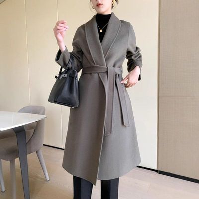 2025秋冬新款双面羊绒大衣女中长款宽松100%纯羊毛毛呢外套高级感