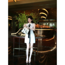 连衣裙 林悠 领带排扣无袖 韩国进口镂空透视显白减龄蕾丝 定制