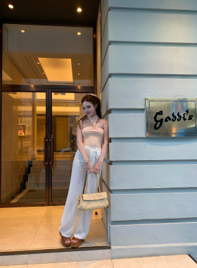 林悠 6/10 14:00 ef金属螺旋光泽姐妹挂脖上衣\丹麦品牌天丝长裤