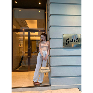 林悠 6/10 14:00 ef金属螺旋光泽姐妹挂脖上衣\丹麦品牌天丝长裤