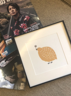 「softwood」kiwi bird 黄色鸟鸟 小众手绘 装饰画挂画正方形带框