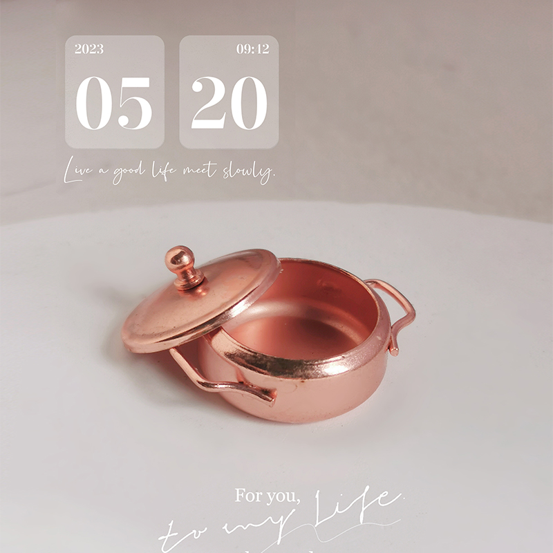 玫瑰金小锅铜煲娃娃屋配件