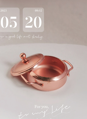 52DOLLHOUSE 微缩食玩场景模型 娃娃屋配件迷你金色小锅 汤锅L165