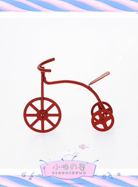 ob11微缩食玩场景1:12模型娃娃屋配件仿真创意迷你小红色单车L184