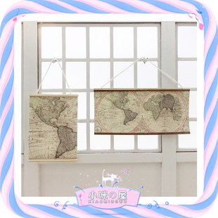 diy微缩食玩场景玩具模型小布娃娃屋配件迷你地图两张摆件 B196