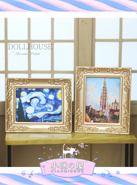 52DOLLHOUSE娃娃屋配件 微缩模型玩具创意仿真欧式壁挂油画D414B