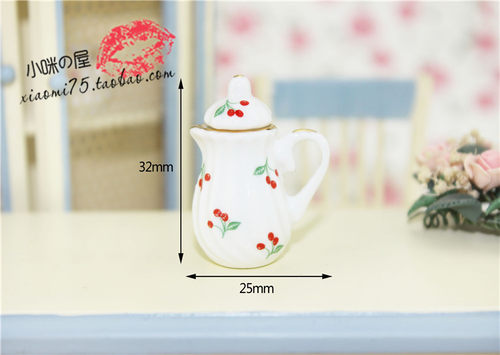 52DOLLHOUSE微缩食玩场景模型娃娃屋配件 迷你陶瓷壶 茶壶TC0003