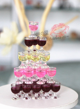 52DOLLHOUSE 微缩食玩场景模型小布娃娃屋配件迷你红酒杯三色D182