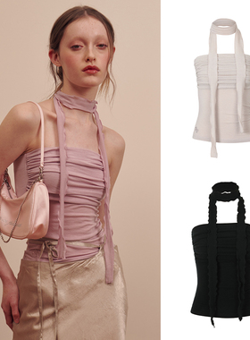 25夏优雅抹胸性感飘带背心挂脖露肩辣妹修身吊带 PAIN OR PLESURE