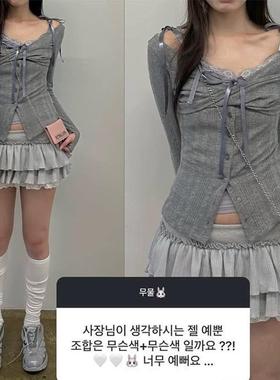 2025春夏Newalrin韩国芭蕾风百搭半身裙显瘦a字蕾丝拼接甜美短裙