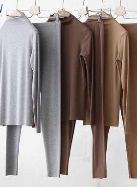 STW女士内衣保暖套装中高领线衣线裤莫代尔贴身打底秋衣秋裤冬季